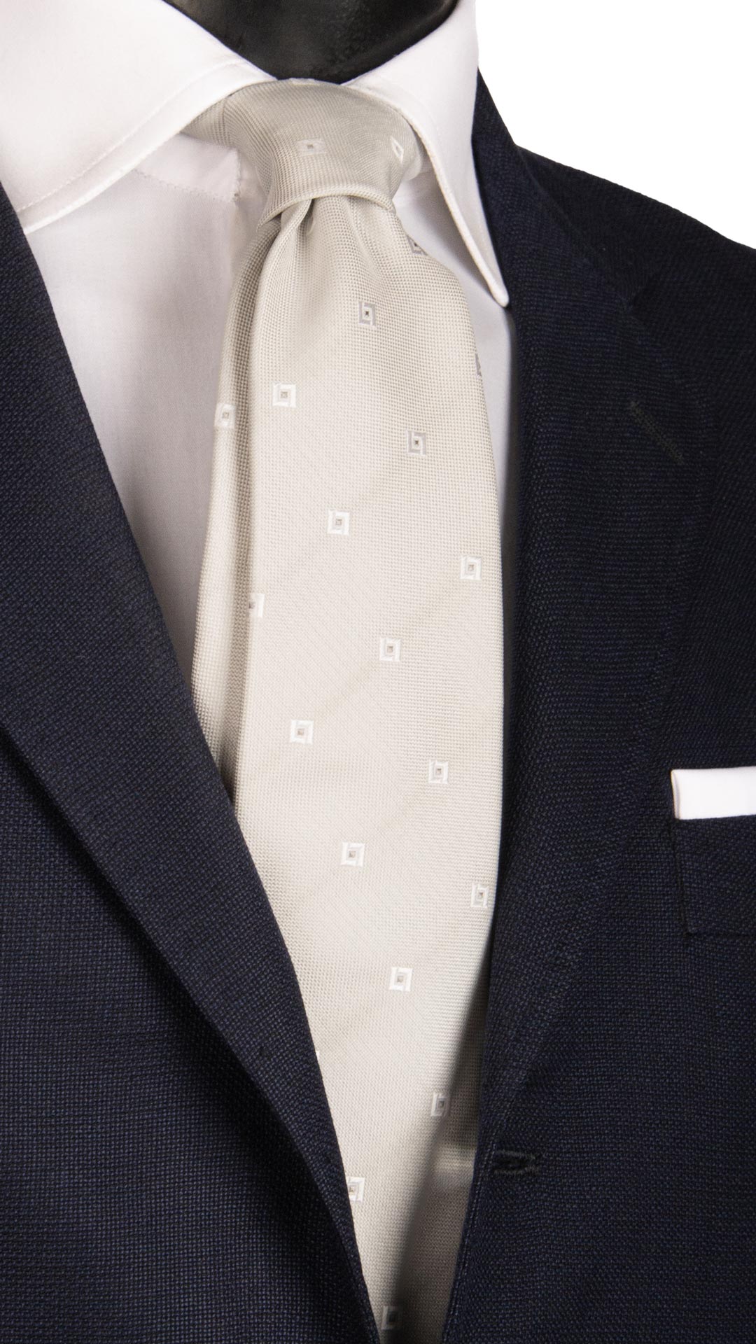 Cravatta da Cerimonia di Seta Grigio Perla Fantasia Bianca CY6652 Made in Italy Graffeo Cravatte