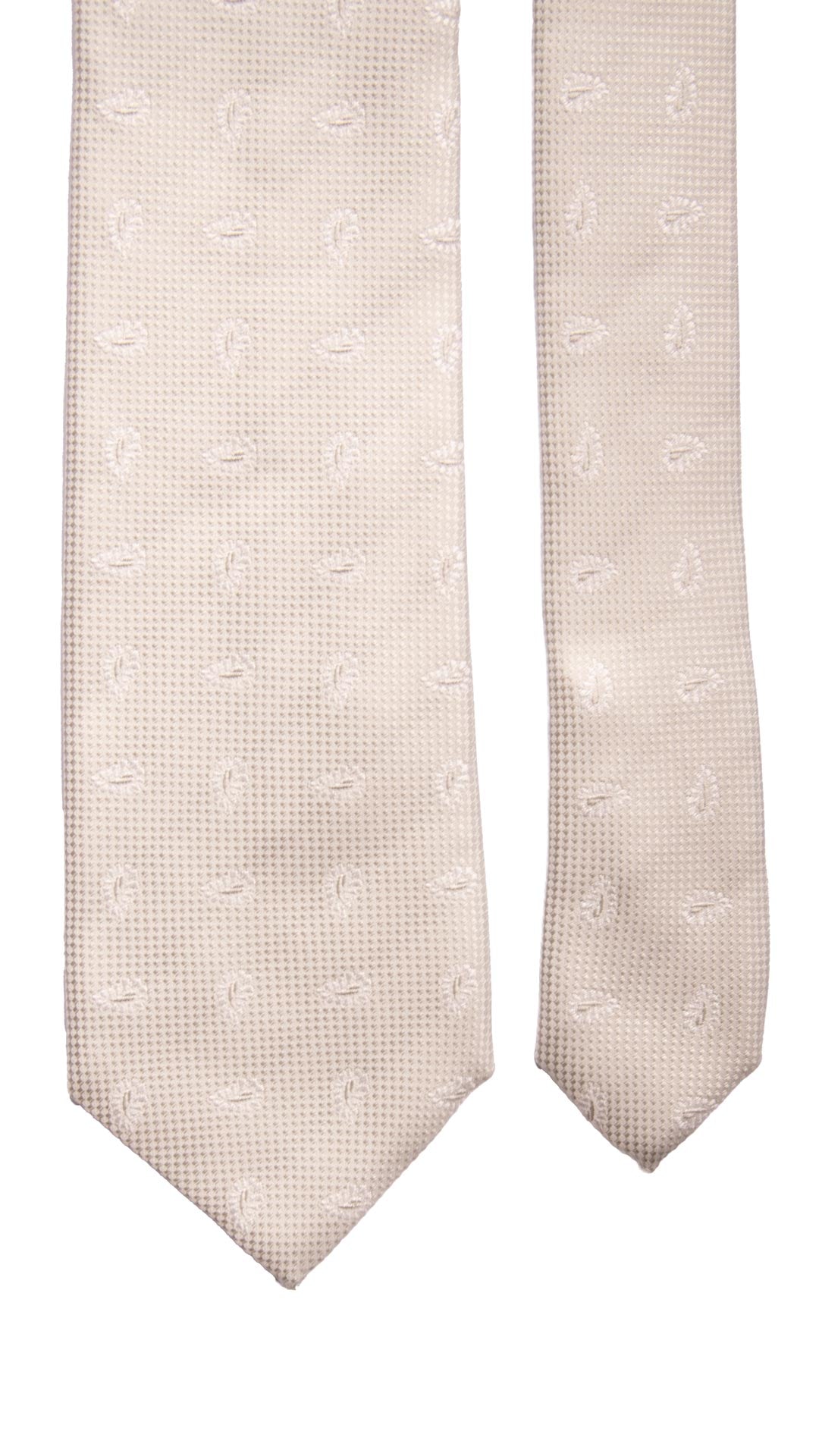 Cravatta da Cerimonia di Seta Grigio Perla Paisley Tono su Tono Made in Italy Graffeo Cravatte Pala