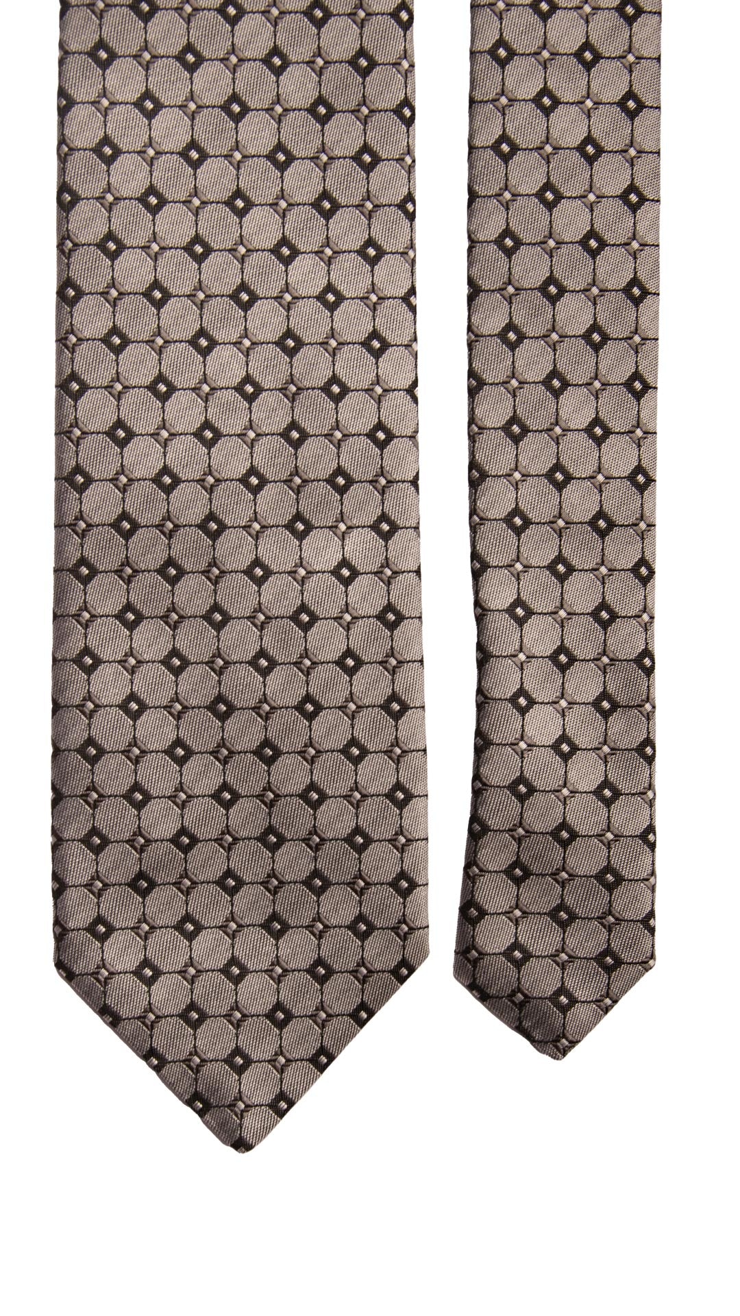 Cravatta da Cerimonia di Seta Grigio Scuro Fantasia Nera CY6675 Made in Italy Graffeo Cravatte pala