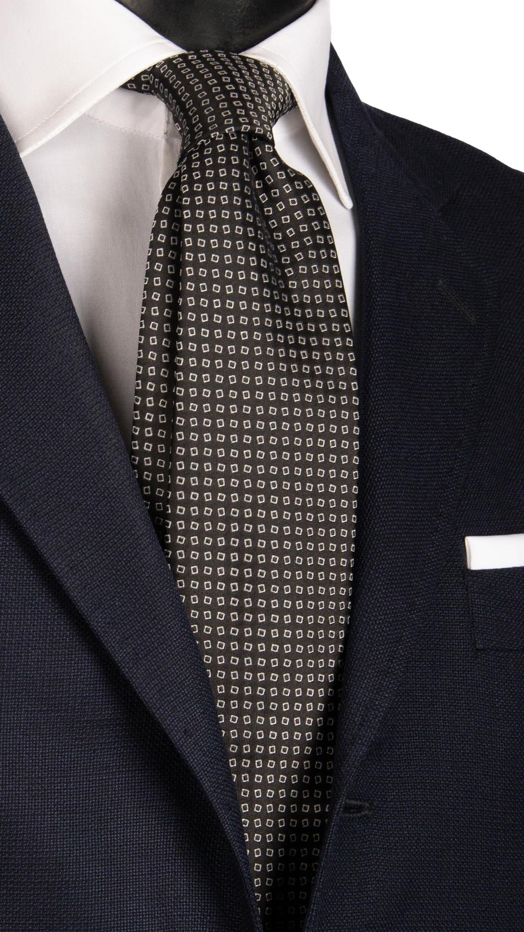 Cravatta da Cerimonia di Seta Nera Fantasia Grigia CY6636 Made in Italy Graffeo Cravatte