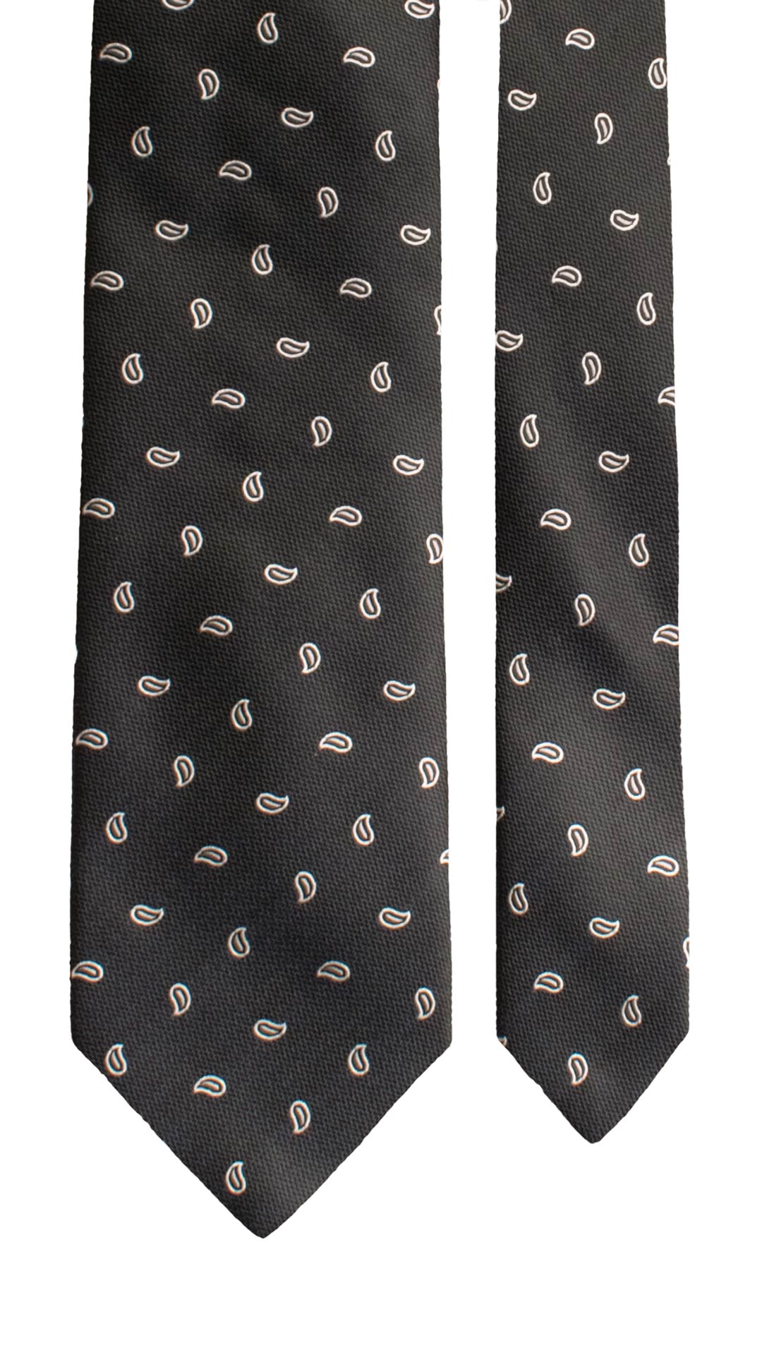 Cravatta da Cerimonia di Seta Nera Paisley Grigio Bianco CY1786 Graffeo Cravatte Made in Italy Pala