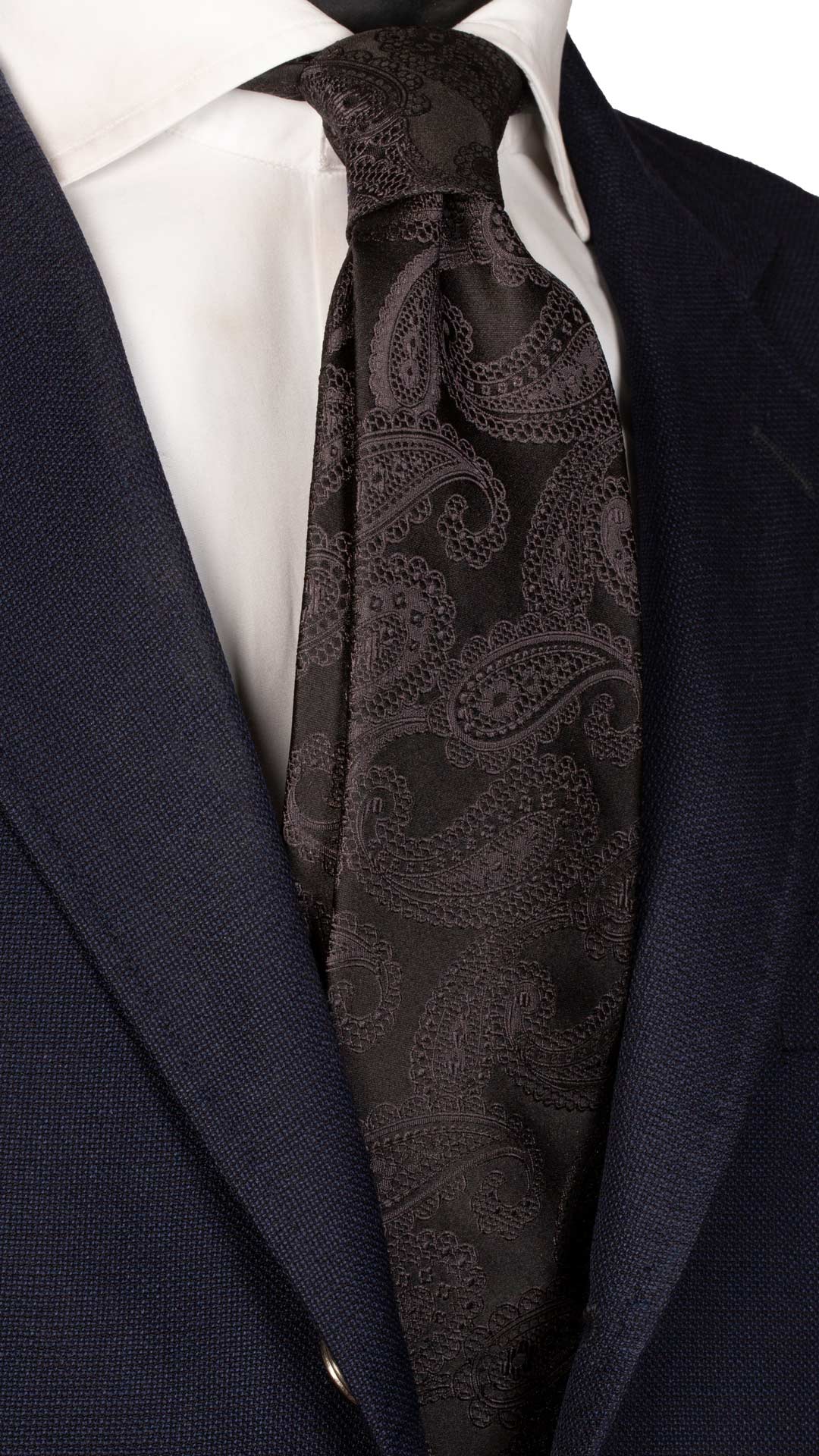 Cravatta da Cerimonia di Seta Nera Paisley Grigio Made i Italy Graffeo Cravatte
