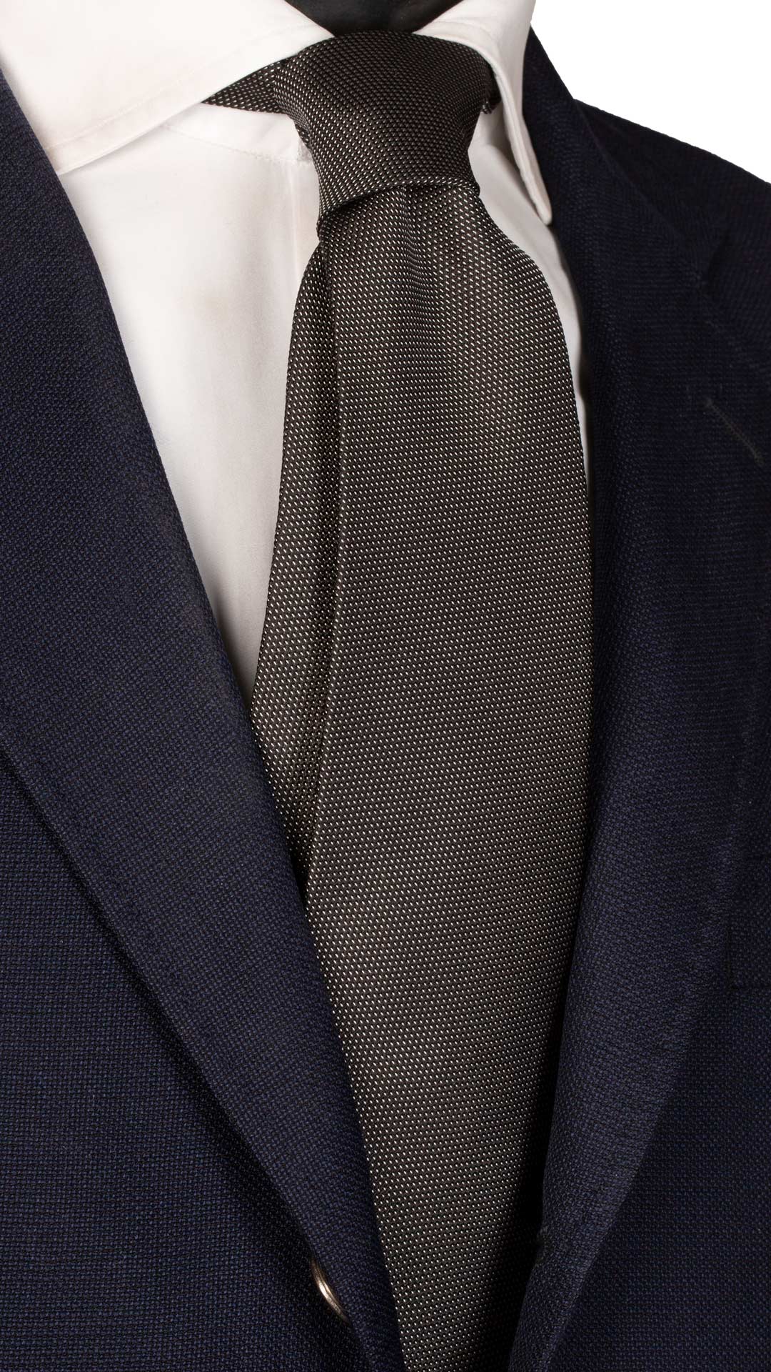 Cravatta da Cerimonia di Seta Nera Punto a Spillo Bianco Made in italy Graffeo Cravatte