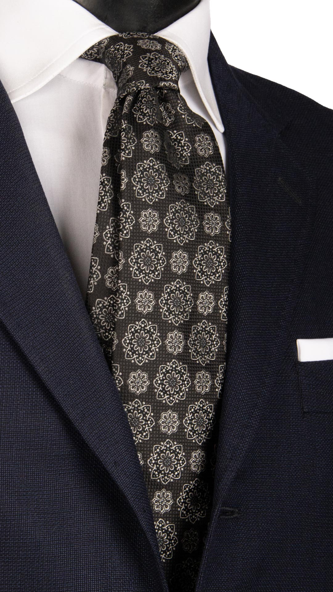 TigerTie - cravatta stretta di seta - nero striato - cravatta 100% seta TigerTie - cravatta stretta di seta - nero striato - cravatta 100% seta