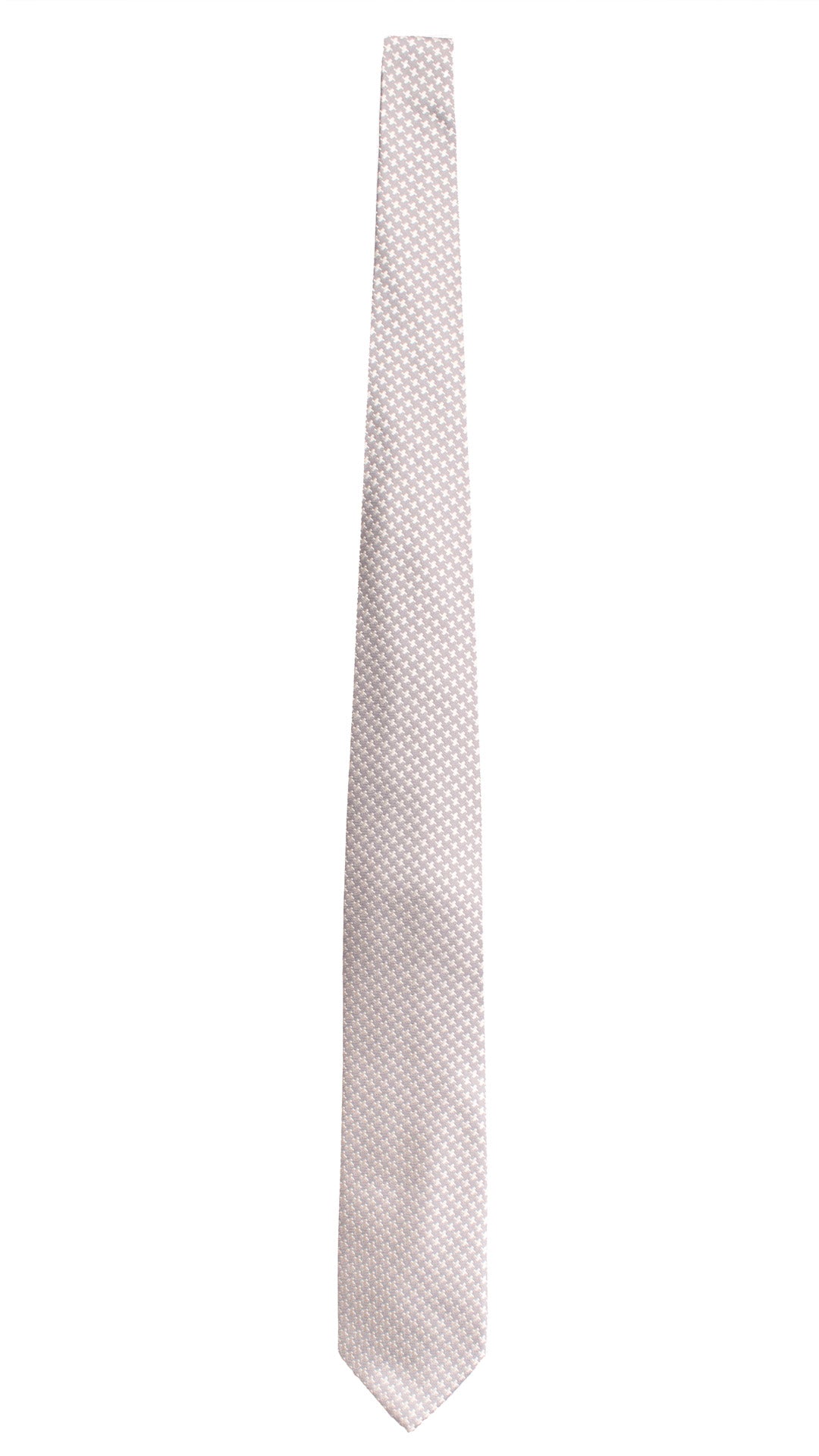 Cravatta da Cerimonia di Seta Pied de Poule Grigio Argento CY2131 Graffeo Cravatte Made in Italy Intera