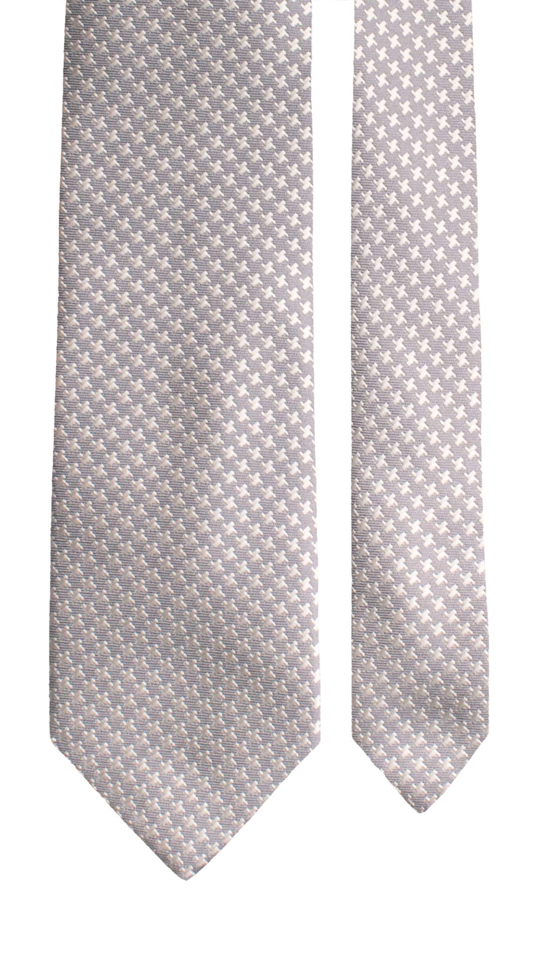 Cravatta da Cerimonia di Seta Pied de Poule Grigio Argento CY2131 Graffeo Cravatte Made in Italy Pala