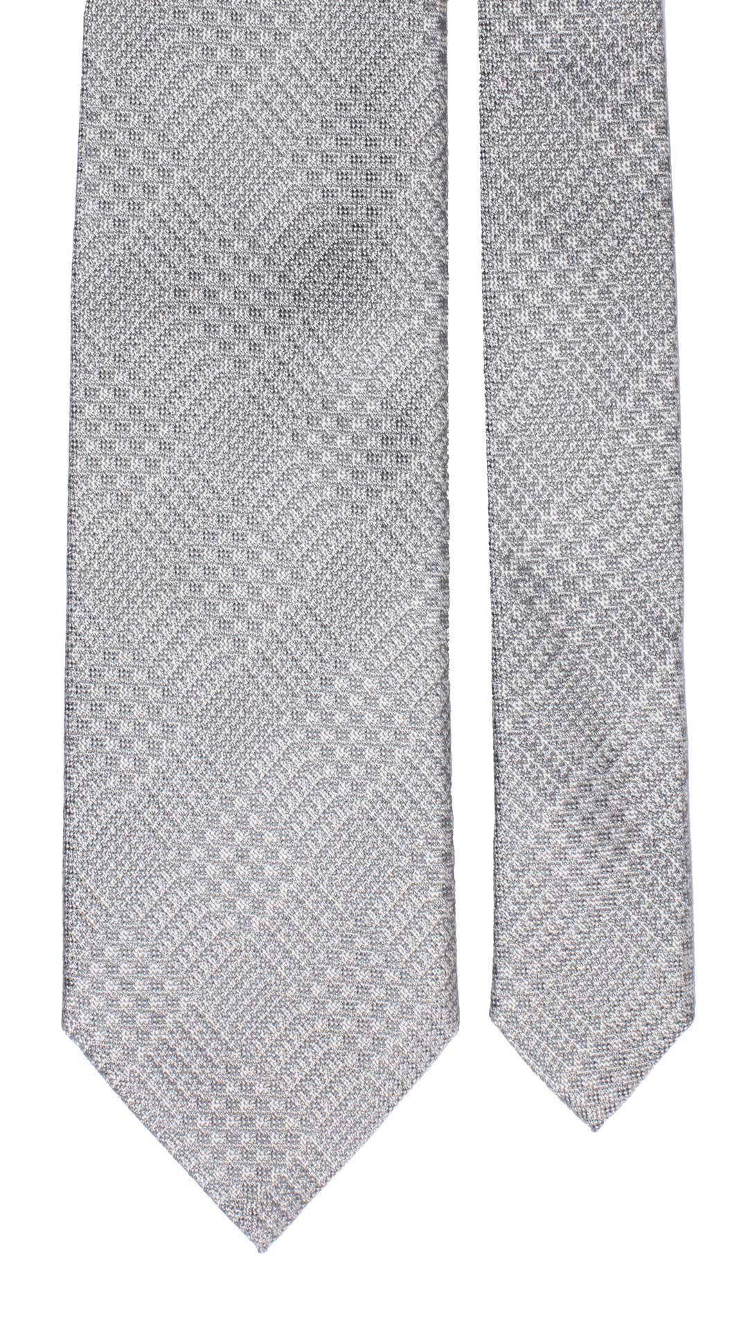 Cravatta da Cerimonia di Seta Principe di Galles Grigio Made in Italy Graffeo Cravatte Dettaglio