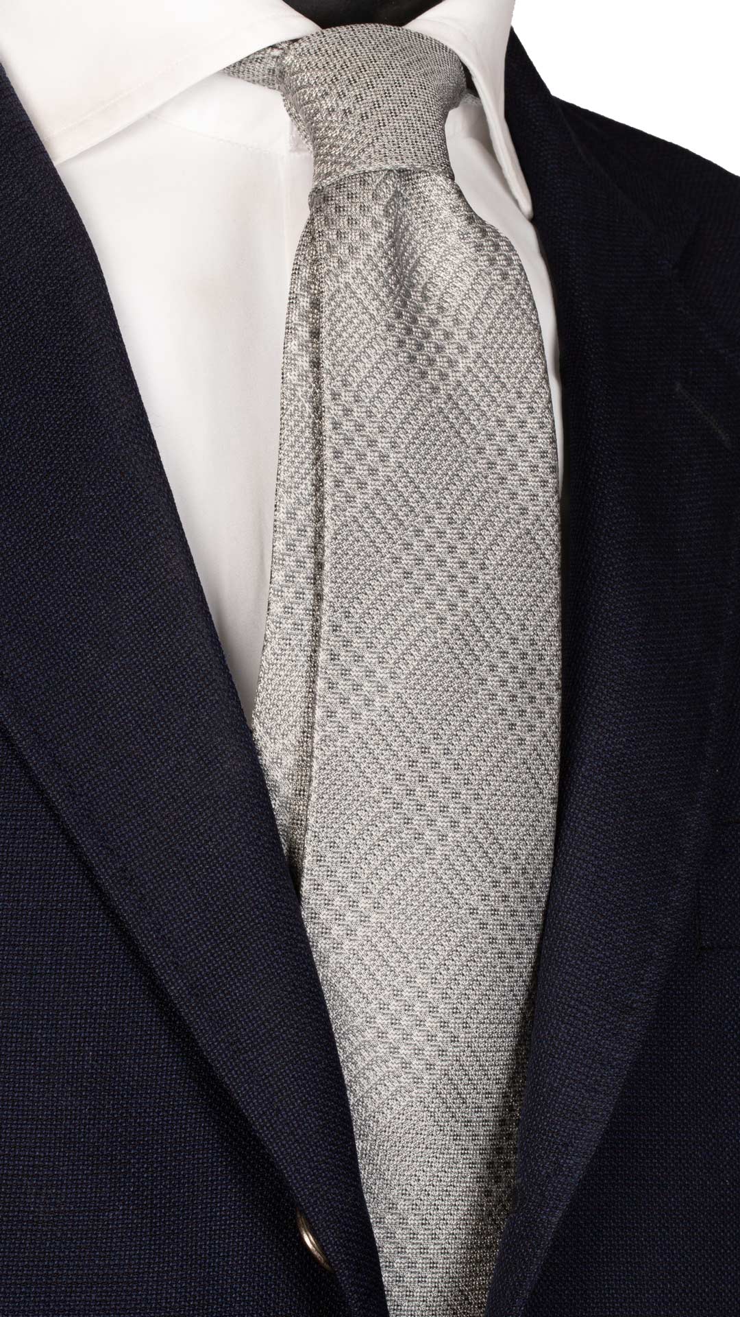Cravatta da Cerimonia di Seta Principe di Galles Grigio Made in Italy Graffeo Cravatte