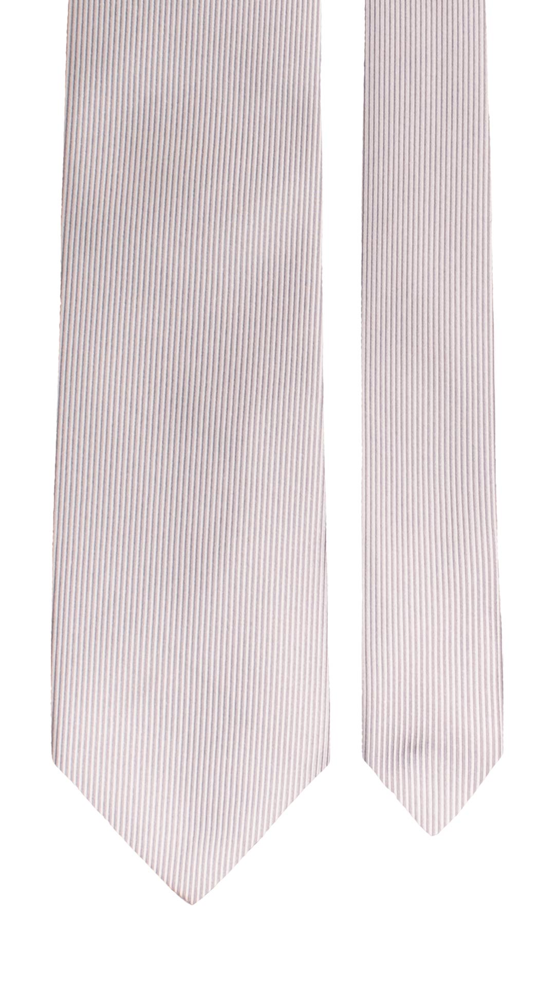 Cravatta da Cerimonia di Seta con Righe Verticali Grigio Argento Grigio CY1713 Graffeo Cravatte Made in Italy Pala