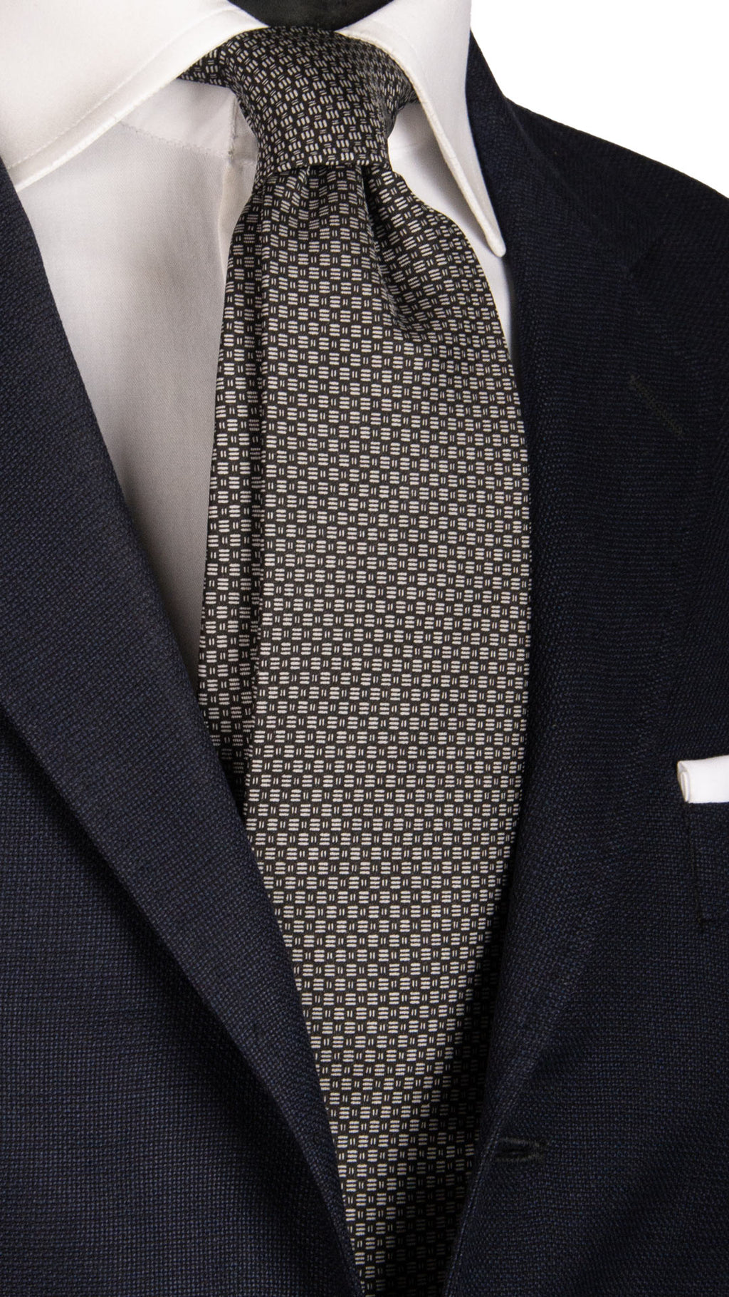 TigerTie Cravatta In Seta Uomo - Striscioni Porpora, Grigio E Nero - Taglio Classico, Lunghezza 150 Cm - 3