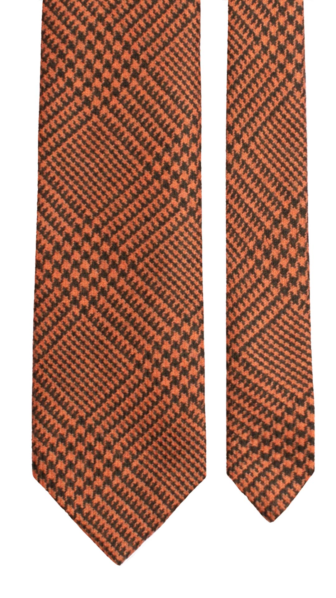 Cravatta di Cashmere Arancione Principe di Galles Nero L1226 Made in Italy Graffeo Cravatte Pala