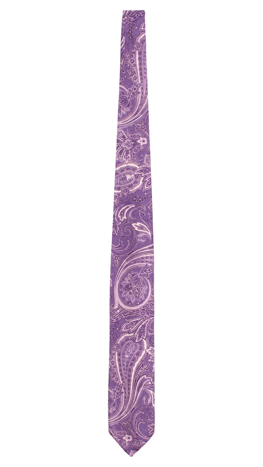 Cravatta di Cashmere Viola Paisley Bianco L1200 Made in Italy Graffeo Cravatte Intera
