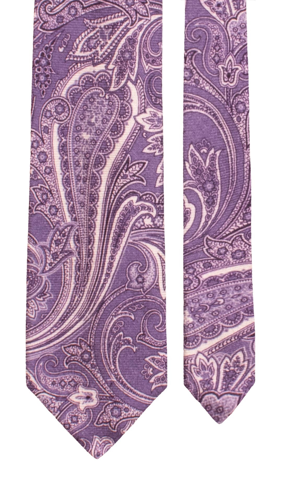 Cravatta di Cashmere Viola Paisley Bianco L1200 Made in Italy Graffeo Cravatte Pala