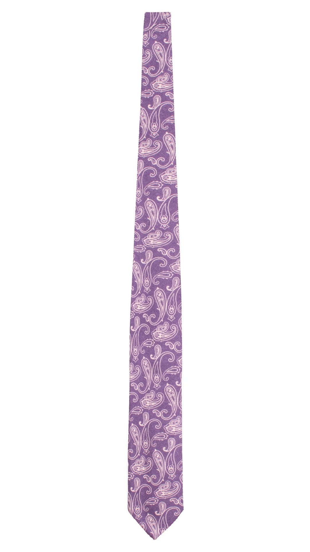 Cravatta di Cashmere Viola Paisley Bianco L1201 Made in Italy Graffeo Cravatte Intera