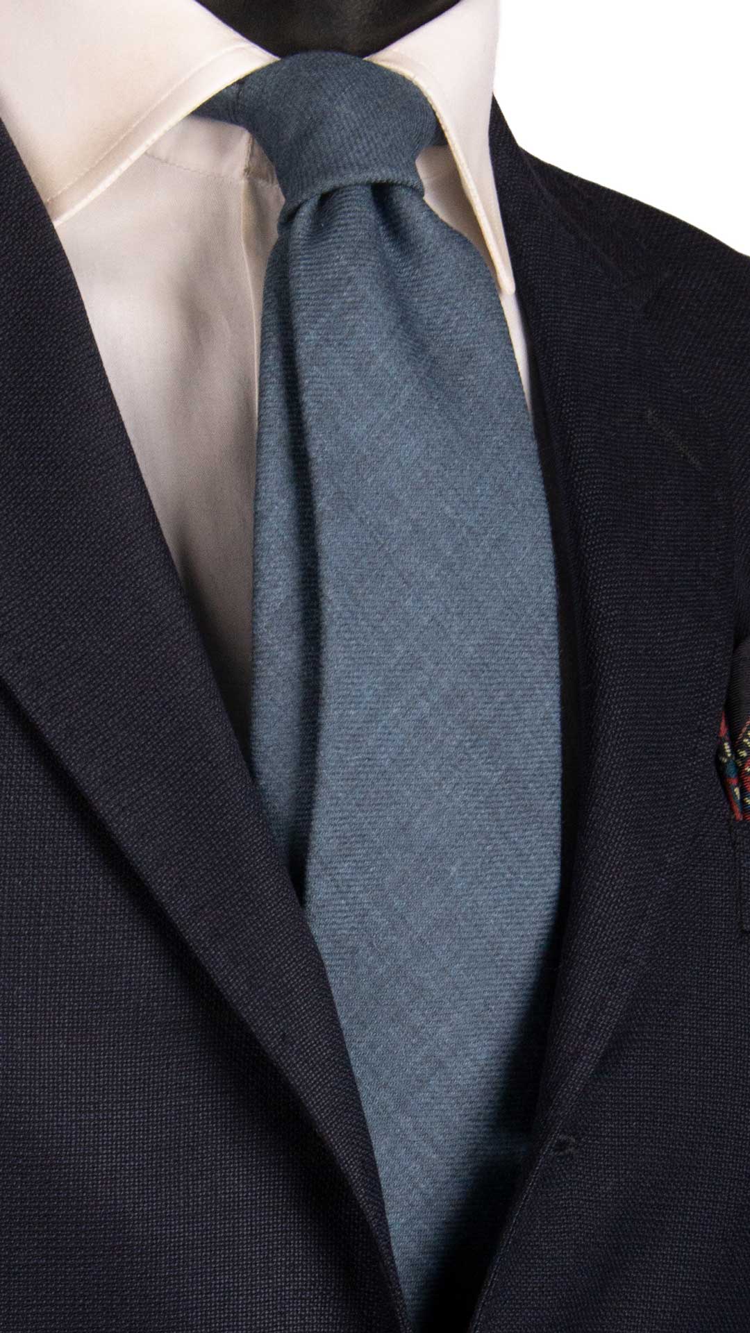 Cravatta-di-Lana-Avio-Tinta-Unita-L1127