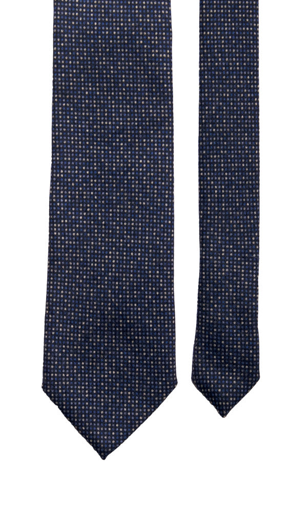 Cravatta di Lana Blu Fantasia Celeste Grigia Made in Italy Graffeo Cravatte Pala