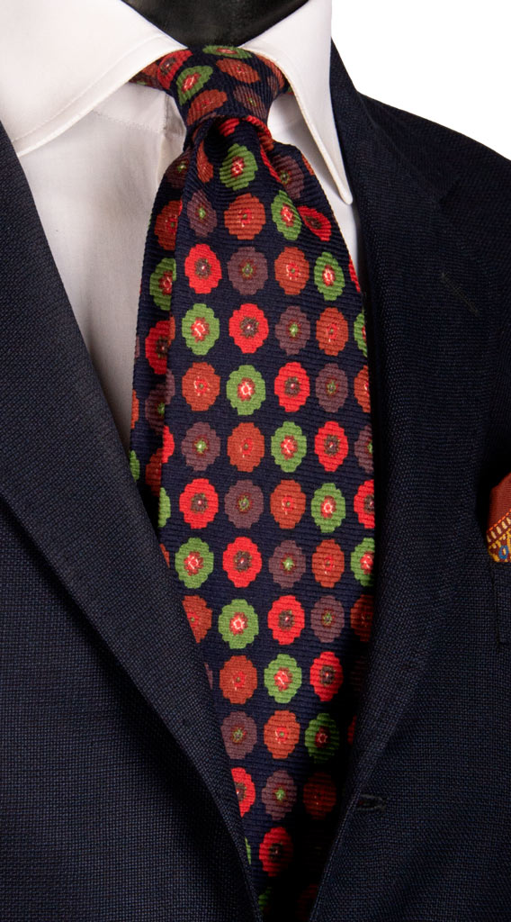 Cravatta di Lana Blu Fantasia Multicolor Made in Italy Graffeo Cravatte
