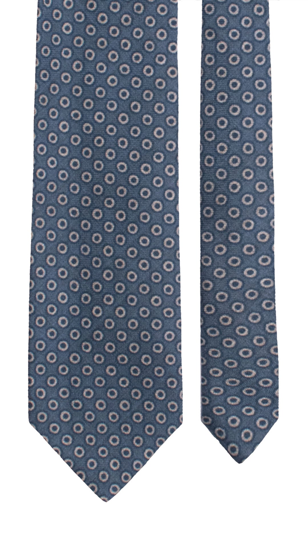 Cravatta di Lana Blu Navy Fantasia Grigio Tortora L1199 Made in Italy Graffeo Cravatte Pala