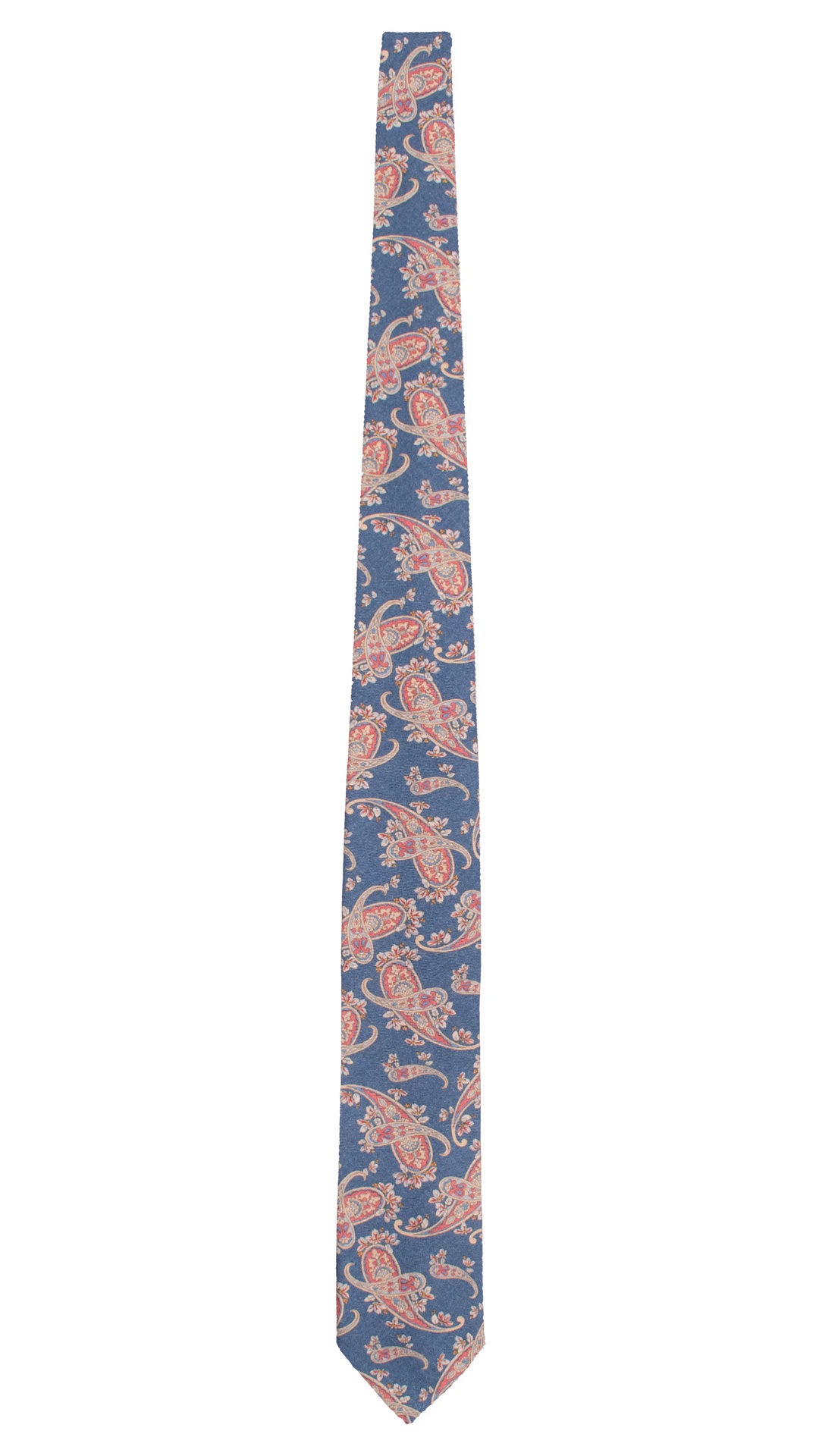 Cravatta di Lana Blu Navy Paisley Multicolor L1330 Made in Italy Graffeo Cravatte Intera