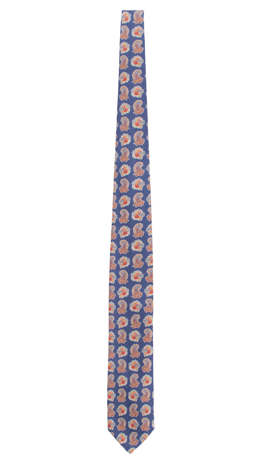 Cravatta di Lana Blu Navy Paisley Multicolor L1343 Made in Italy Graffeo Cravatte Intera