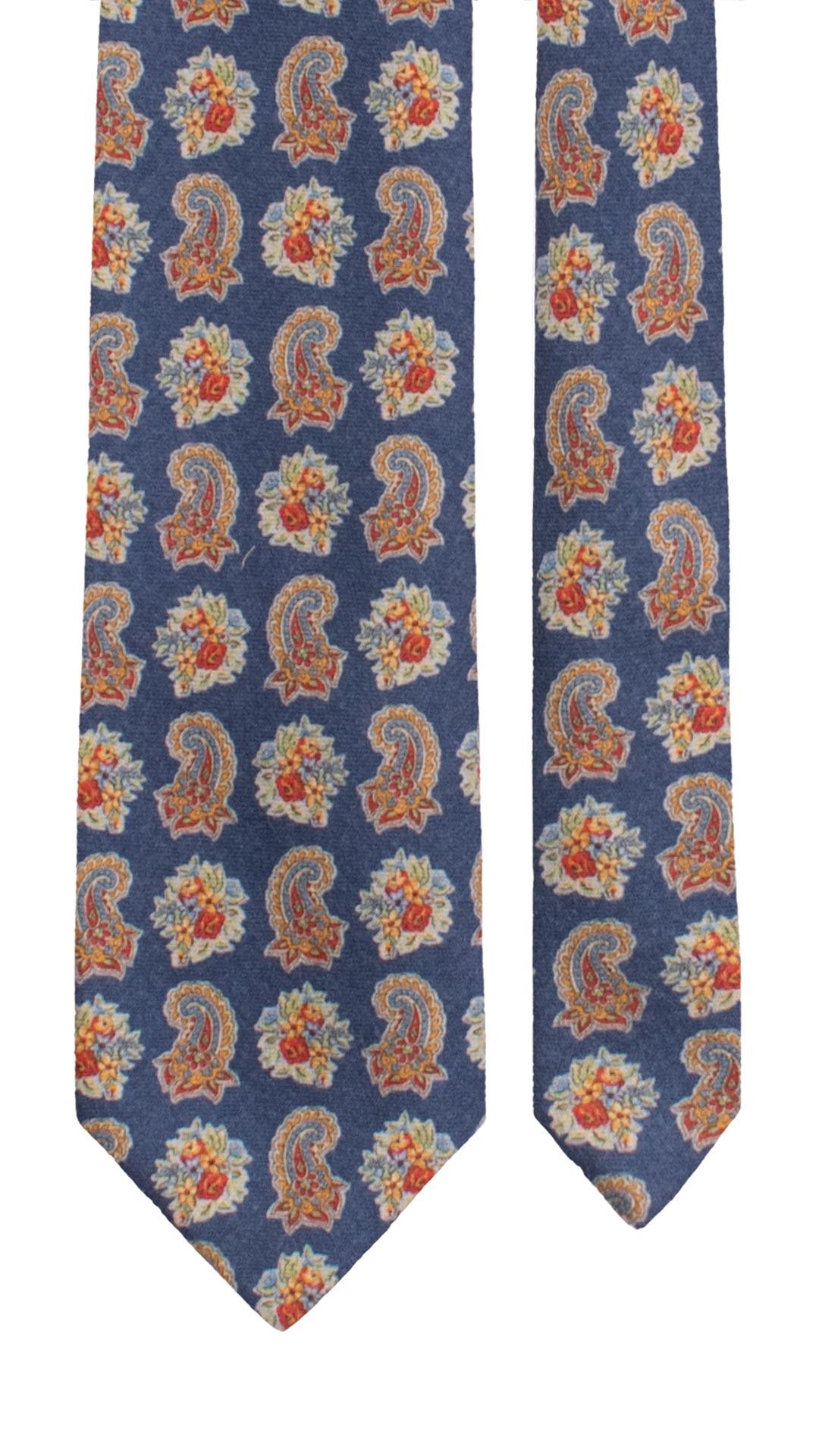 Cravatta di Lana Blu Navy Paisley Multicolor L1343 Made in Italy Graffeo Cravatte Pala