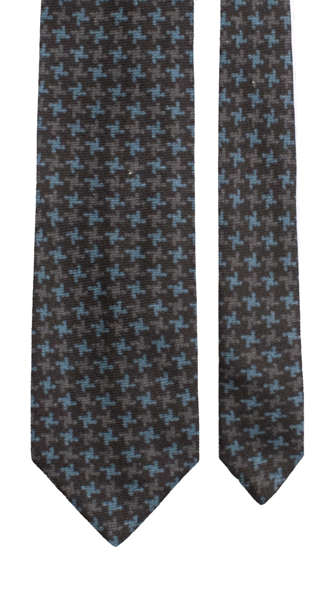 Cravatta di Lana Blu Scuro Pied de Poule Celeste Grigio L1206 Made in Italy Graffeo Cravatte Pala