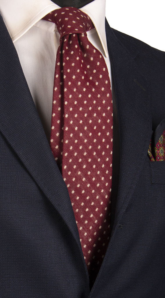 Cravatta di Lana Bordeaux Fantasia Beige Made in Italy Graffeo Cravatte