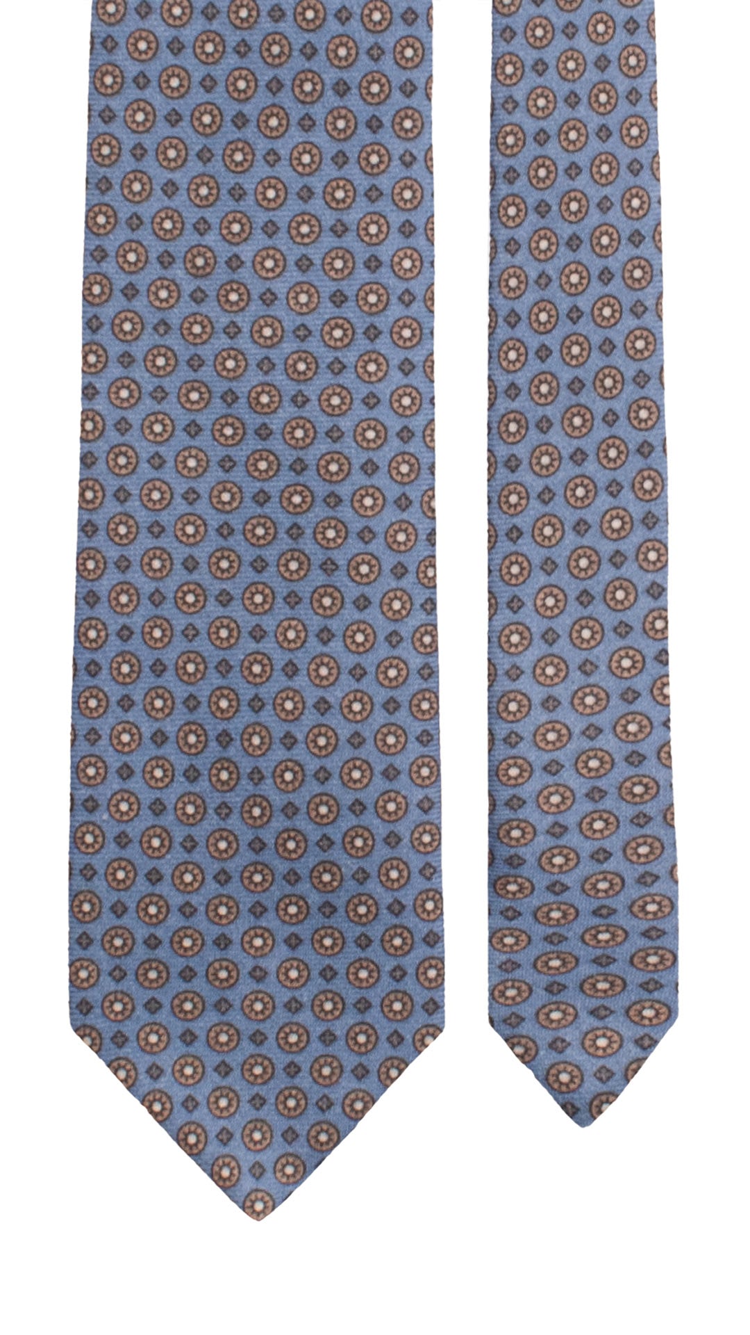 Cravatta di Lana Celeste Fantasia Beige Grigio L1248 Made in Italy Graffeo Cravatte Pala