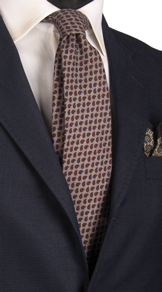 Cravatta di Lana Grigia Paisley Bordeaux Bluette Made in italy Graffeo Cravatte