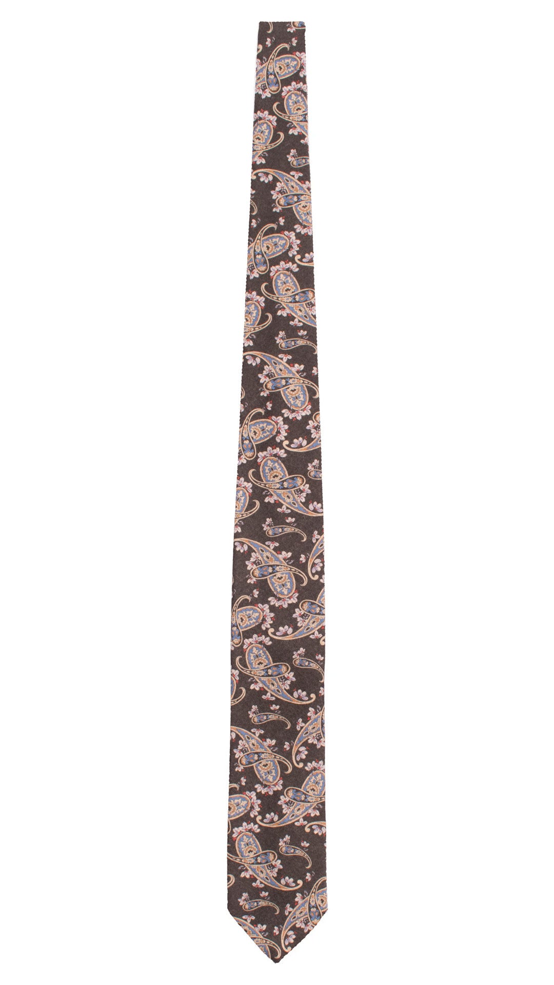 Cravatta di Lana Grigio Antracite Paisley Multicolor L1331 Made in Italy Graffeo Cravatte Intera