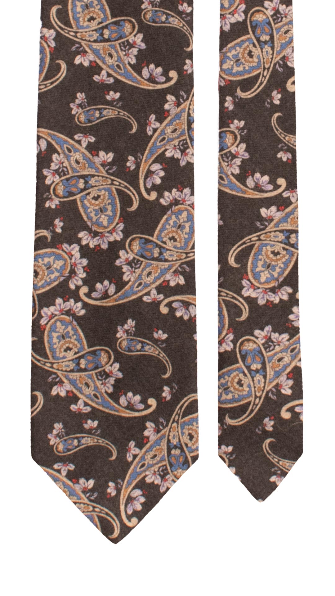 Cravatta di Lana Grigio Antracite Paisley Multicolor L1331 Made in Italy Graffeo Cravatte Pala