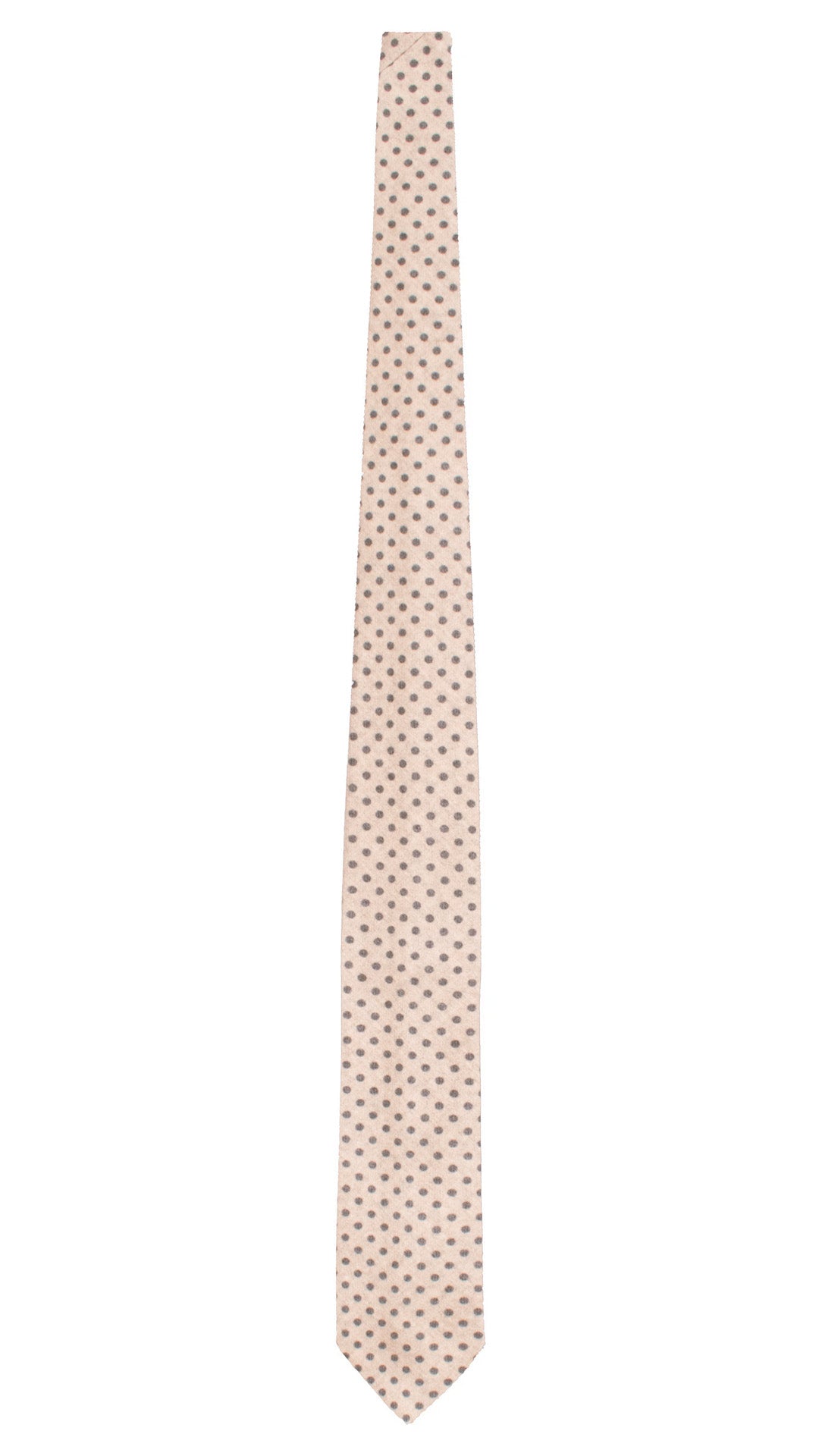 Cravatta di Lana Grigio Tortora a Pois Blu L1179 Made in Italy Graffeo Cravatte Intera
