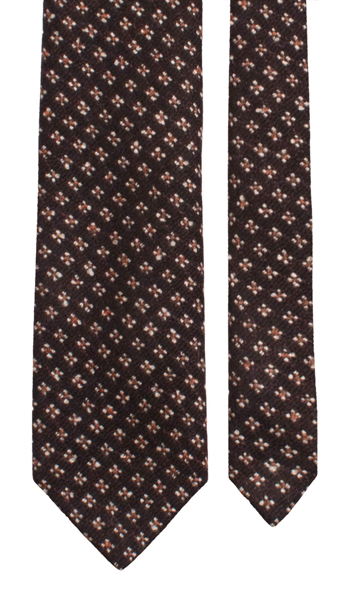 Cravatta di Lana Marrone Bruciato Fantasia Bordeaux Beige Ruggine L1239 Made in Italy Graffeo Cravatte Pala