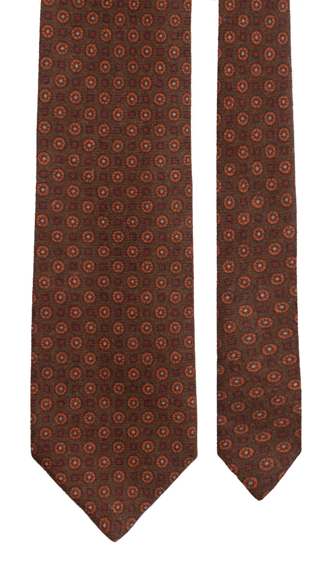 Cravatta di Lana Marrone Fantasia Arancione Rosso Bordeaux L1234 Made in Italy Graffeo Cravatte Pala