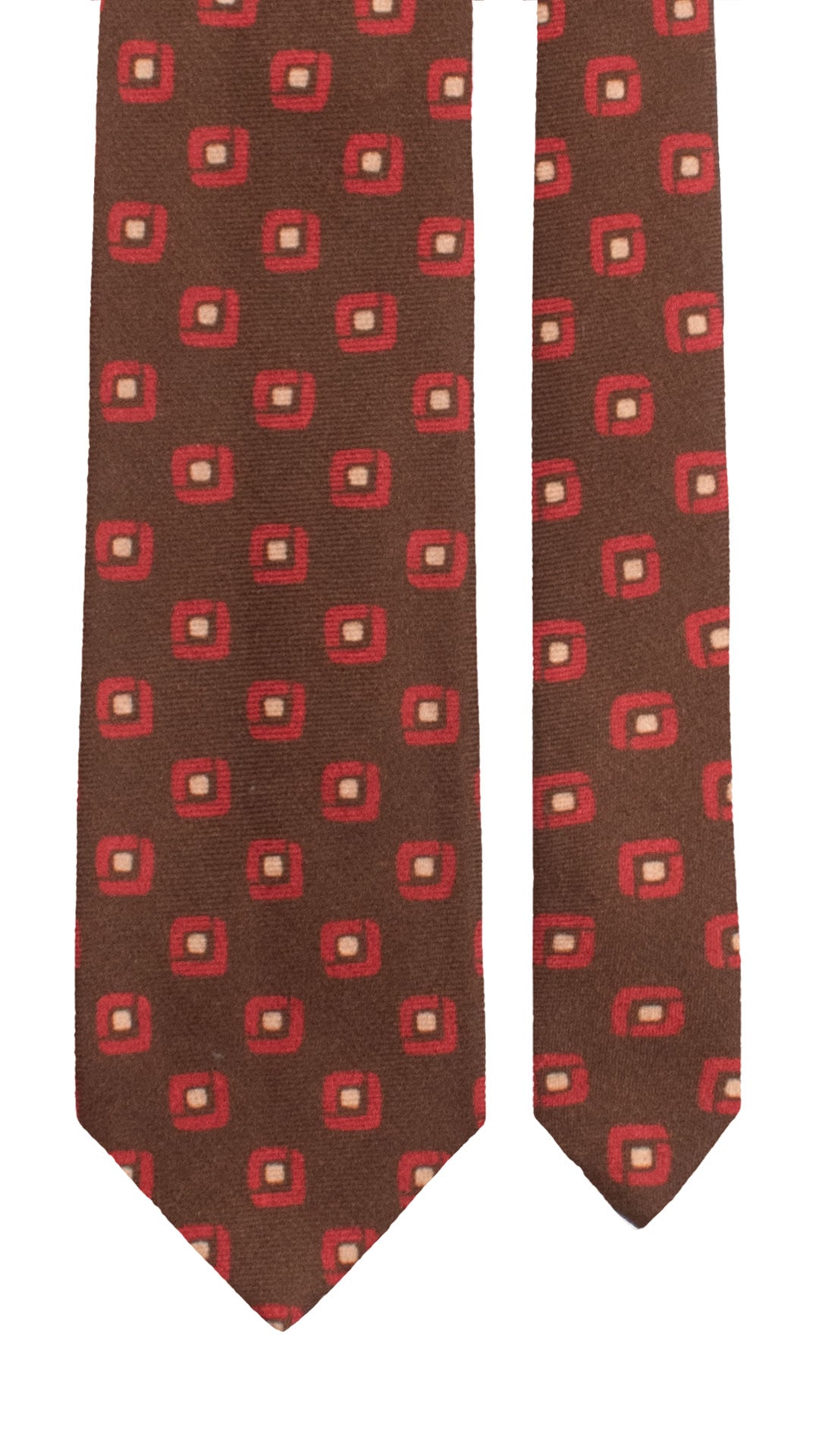 Cravatta di Lana Marrone Fantasia Rossa Beige L1205 Made in Italy Graffeo Cravatte Pala
