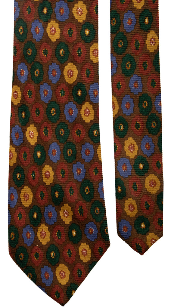 Cravatta di Lana Marrone a Fiori Multicolor Made in Italy Graffeo Cravatte Pala