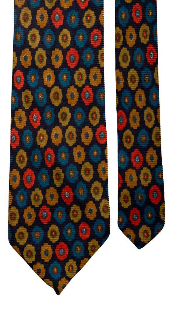Cravatta di Lana Marrone a Fiori Multicolor Made in Italy Graffeo Cravatte Pala