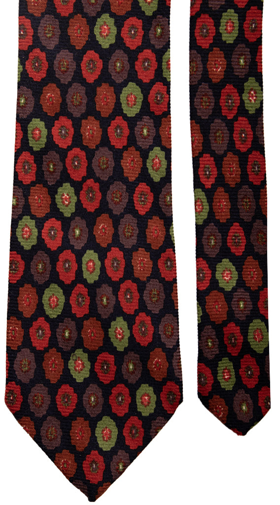 Cravatta di Lana Nera a Fiori Multicolor Made in Italy Graffeo Cravatte Pala