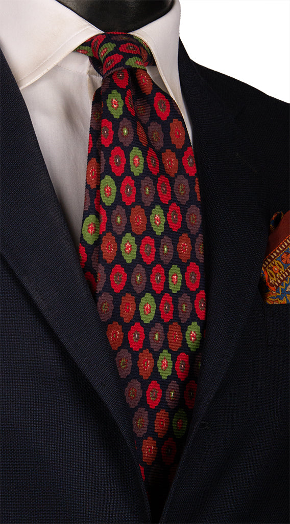Cravatta di Lana Nera a Fiori Multicolor Made in Italy Graffeo Cravatte