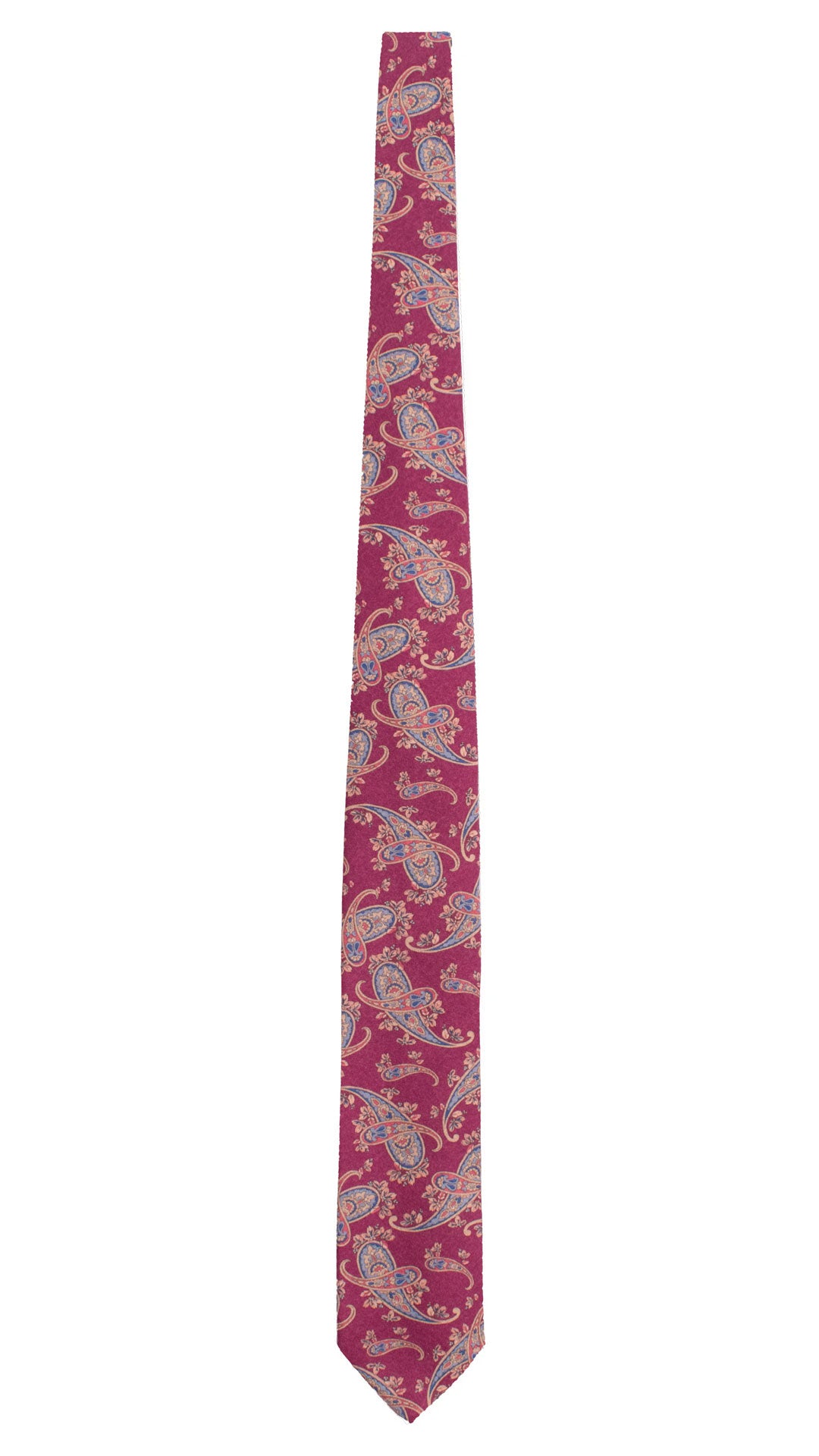Cravatta di Lana Orchidea Scuro Paisley Multicolor L1329 Made in Italy Graffeo Cravatte Intera