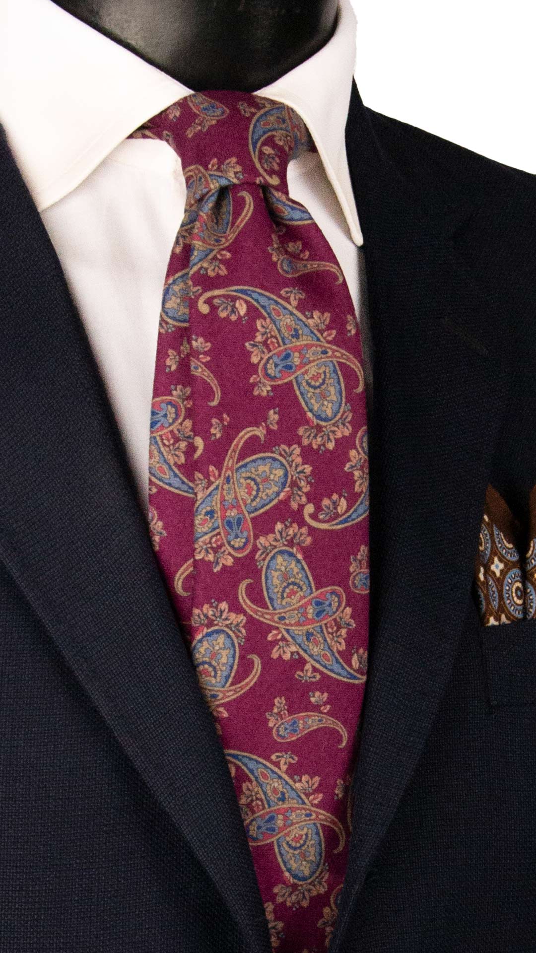 Cravatta di Lana Orchidea Scuro Paisley Multicolor L1329 Made in Italy Graffeo Cravatte