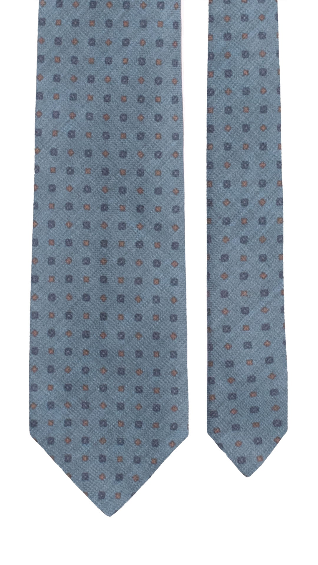 Cravatta di Lana Ottanio Fantasia Marrone Blu L1204 Made in Italy Graffeo Cravatte Pala