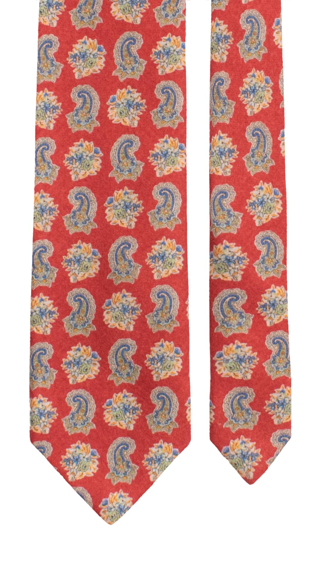 Cravatta di Lana Rosso Bordeaux Paisley Multicolor L1342 Made in Italy Graffeo Cravatte Pala