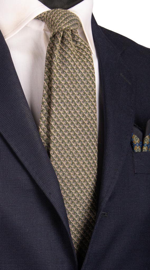 Cravatta di Lana Tortora Fantasia Verde Made in italy Graffeo Cravatte