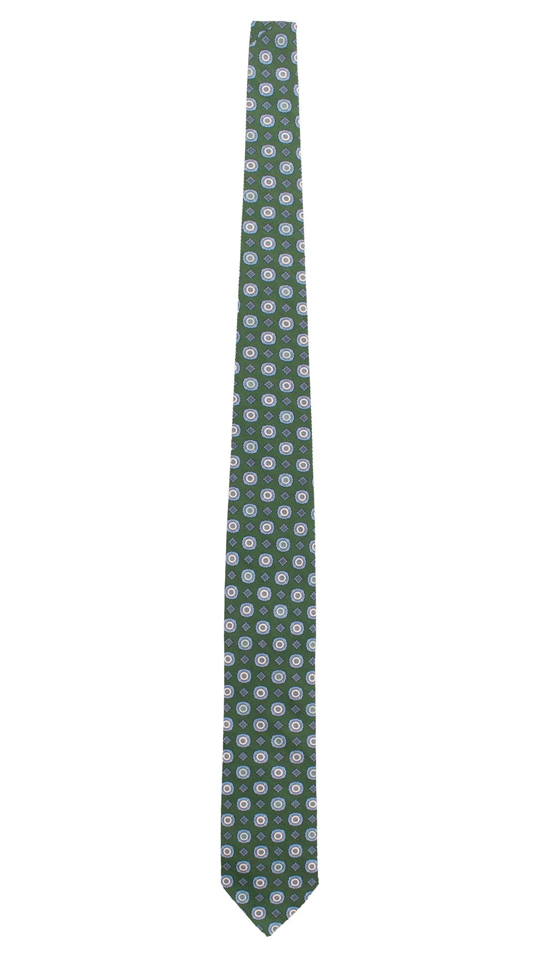 Cravatta di Lana Verde Fantasia Celeste Bianco Verde Acqua L1389 Made in Italy Graffeo Cravatte Intera
