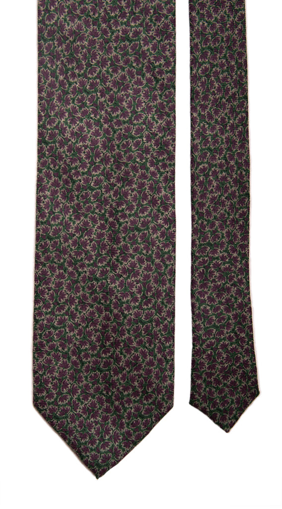 Cravatta Lorenzo Cana In Pura Seta Jacquard - Fatto A Mano Italiano, Motivo Floreale Viola, 150x8 Cm