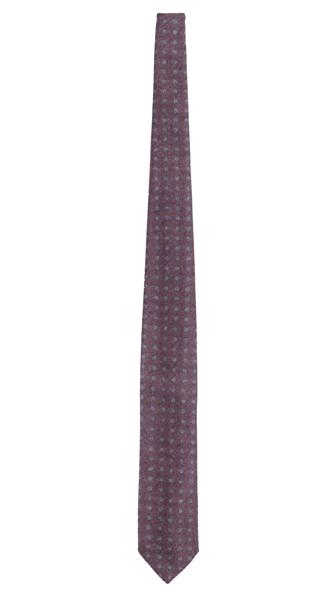 Cravatta di Lana Viola Fantasia Ottanio Grigia Marrone L1211 Made in Italy Graffeo Cravatte Intera