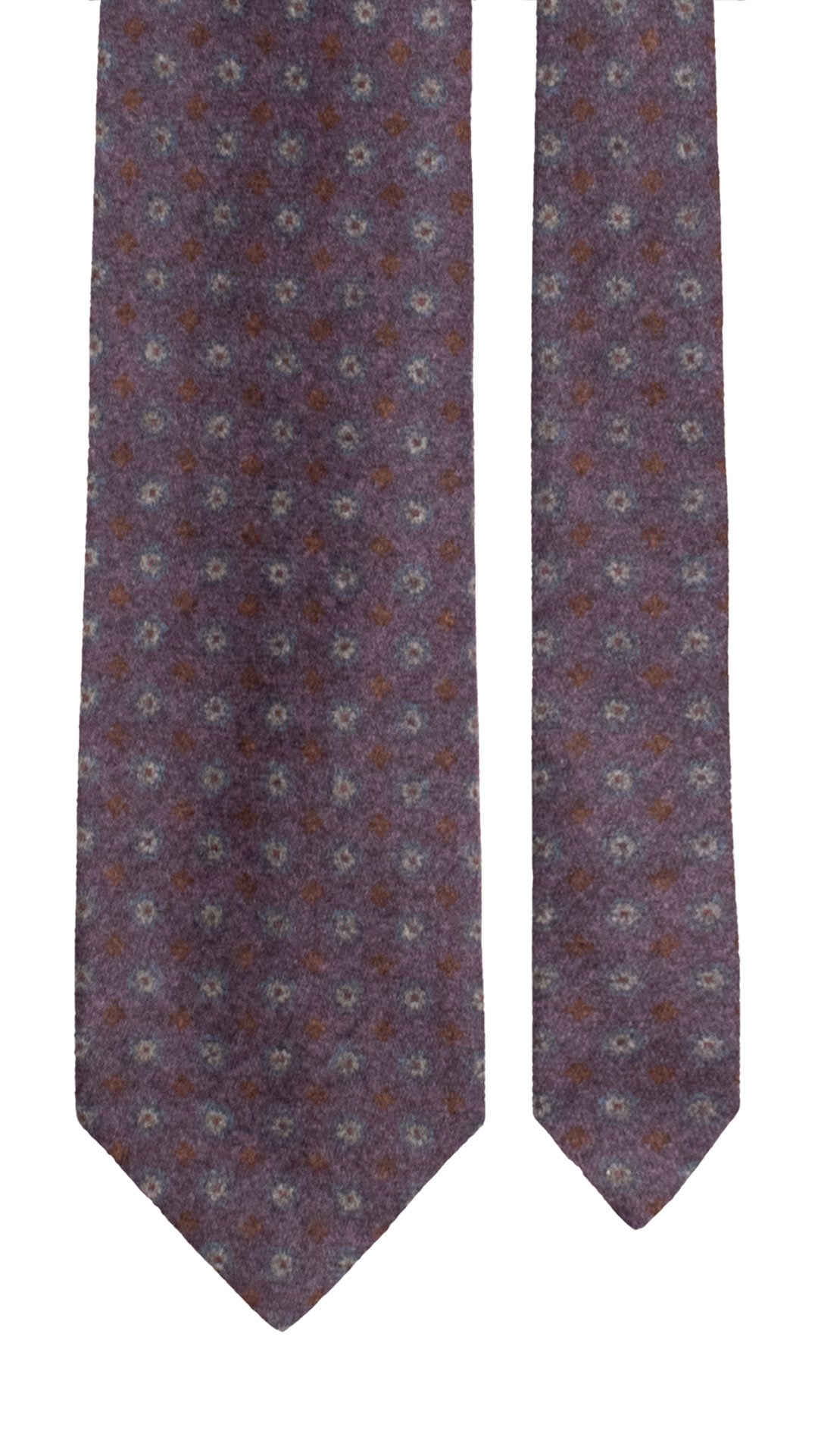 Cravatta di Lana Viola Fantasia Ottanio Grigia Marrone L1211 Made in Italy Graffeo Cravatte Pala