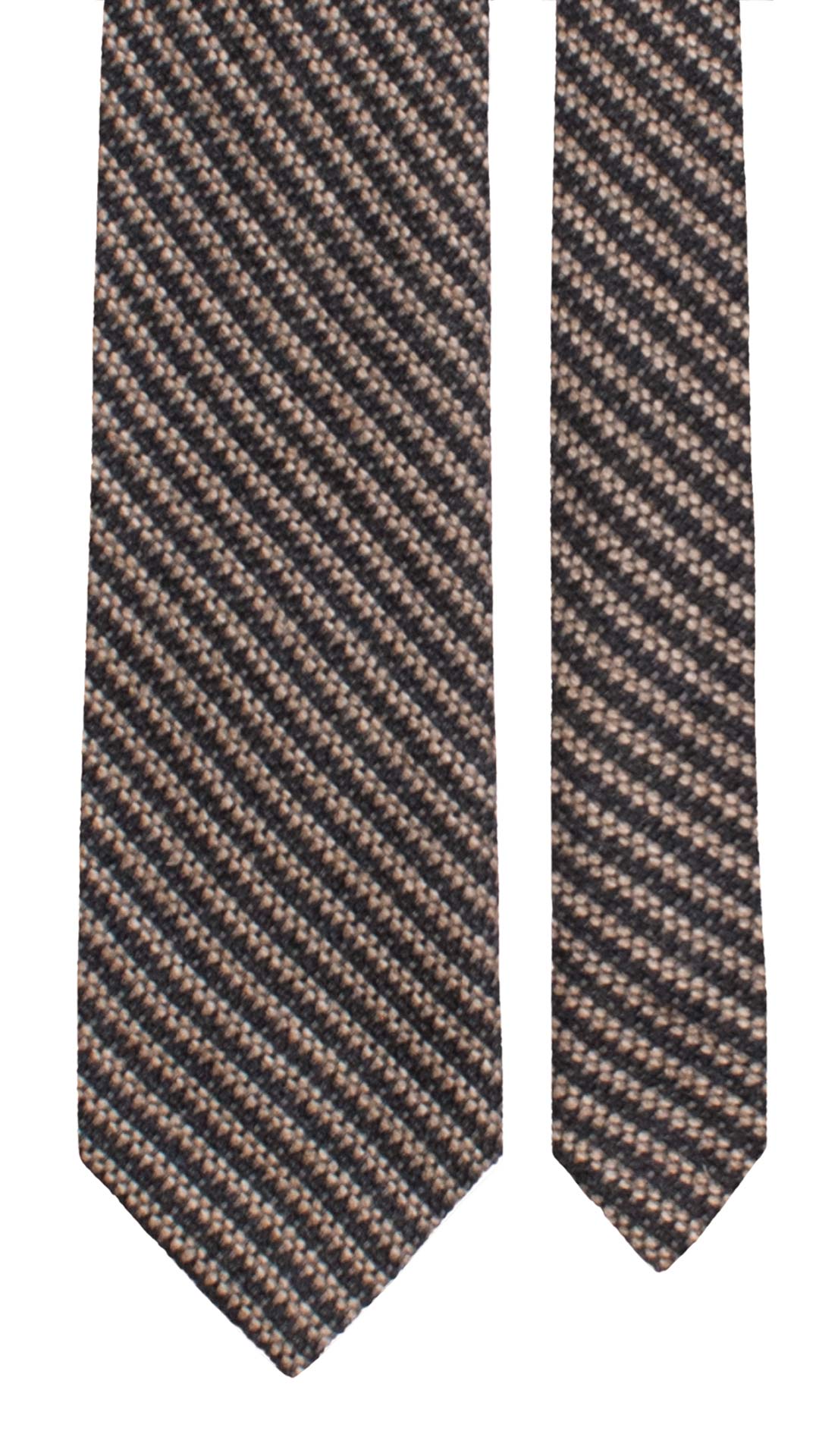 Cravatta di Lana con Righe Blu Beige Grigie L1240 Made in Italy Graffeo Cravatte Pala