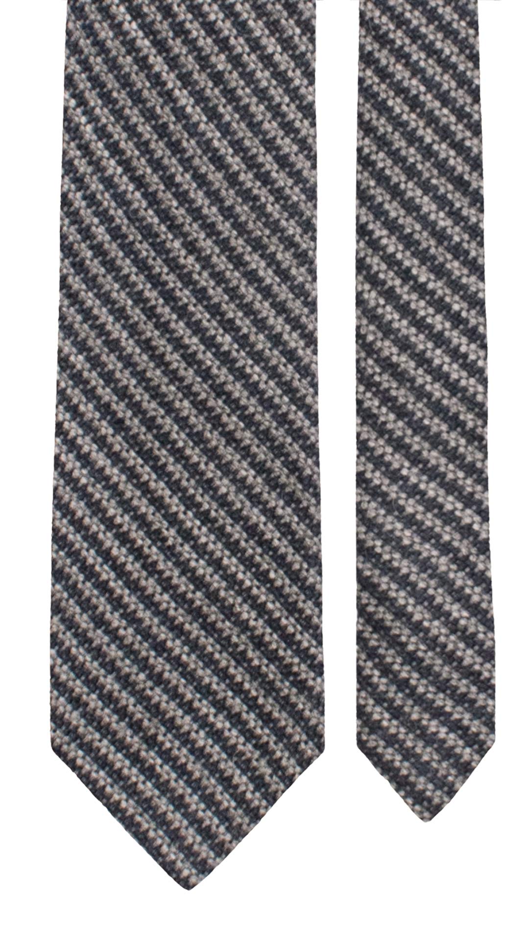 Cravatta di Lana con Righe Blu Grigie L1242 Made in Italy Graffeo Cravatte Pala